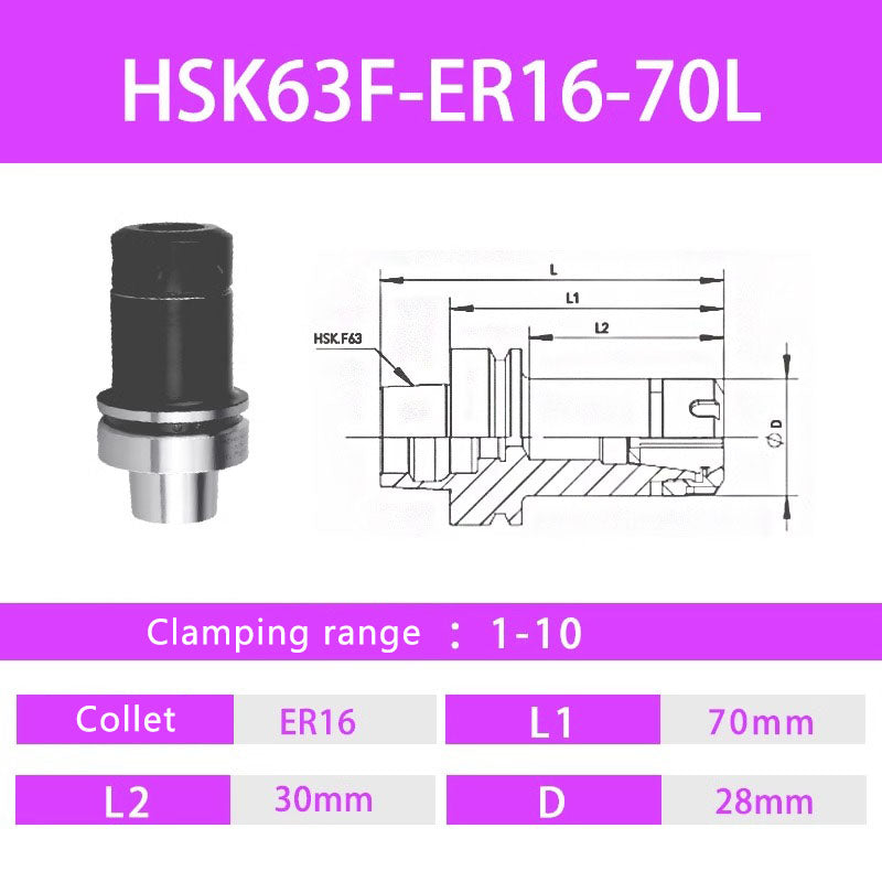 HSK63F Woodworking Engraving Machine Toolholder High Precision High Speed Dynamic Balance ER Collet Toolholder Shandong Denso Pricision Tools Co.,Ltd.